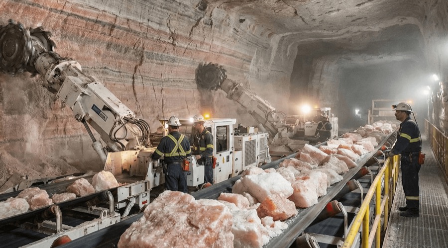 Salt mining operation underground