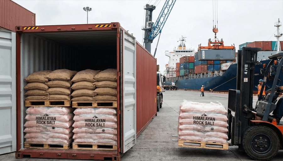 Container loading at port for international shipping