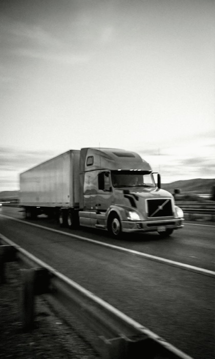 Freight truck in motion